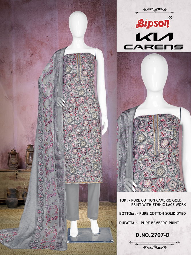 Kia Carens 2707 By Bipson Gold Printed Cambric Cotton Dress Material Wholesale Online